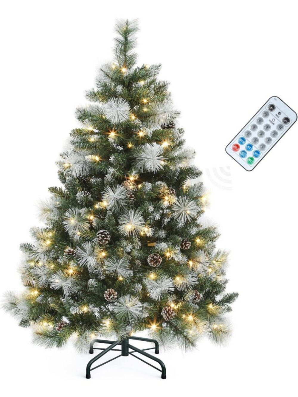 4.5FT Prelit Decorated Scotch Pine Christmas Tree with Remote Control - Holiday